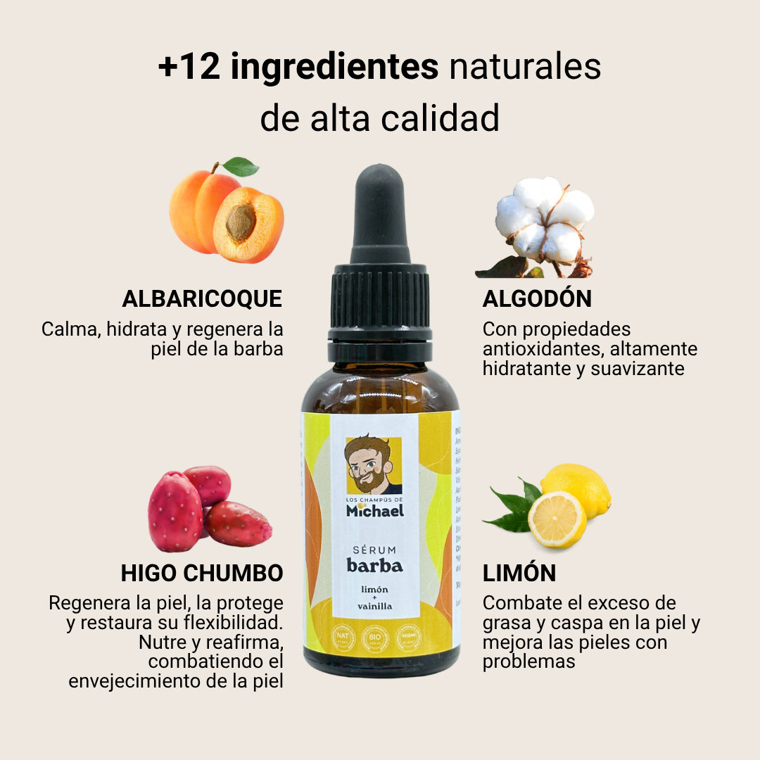 Ingredientes sérum para barba Los Champús de Michael - Los Consejos de Michael